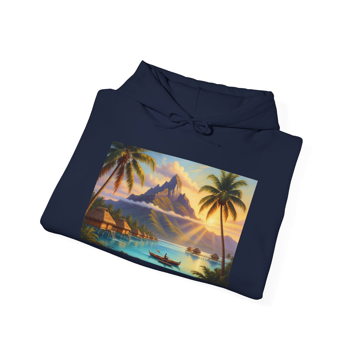 Tropical Sunset Hoodie — Vintage Island Beach Scene Pullover