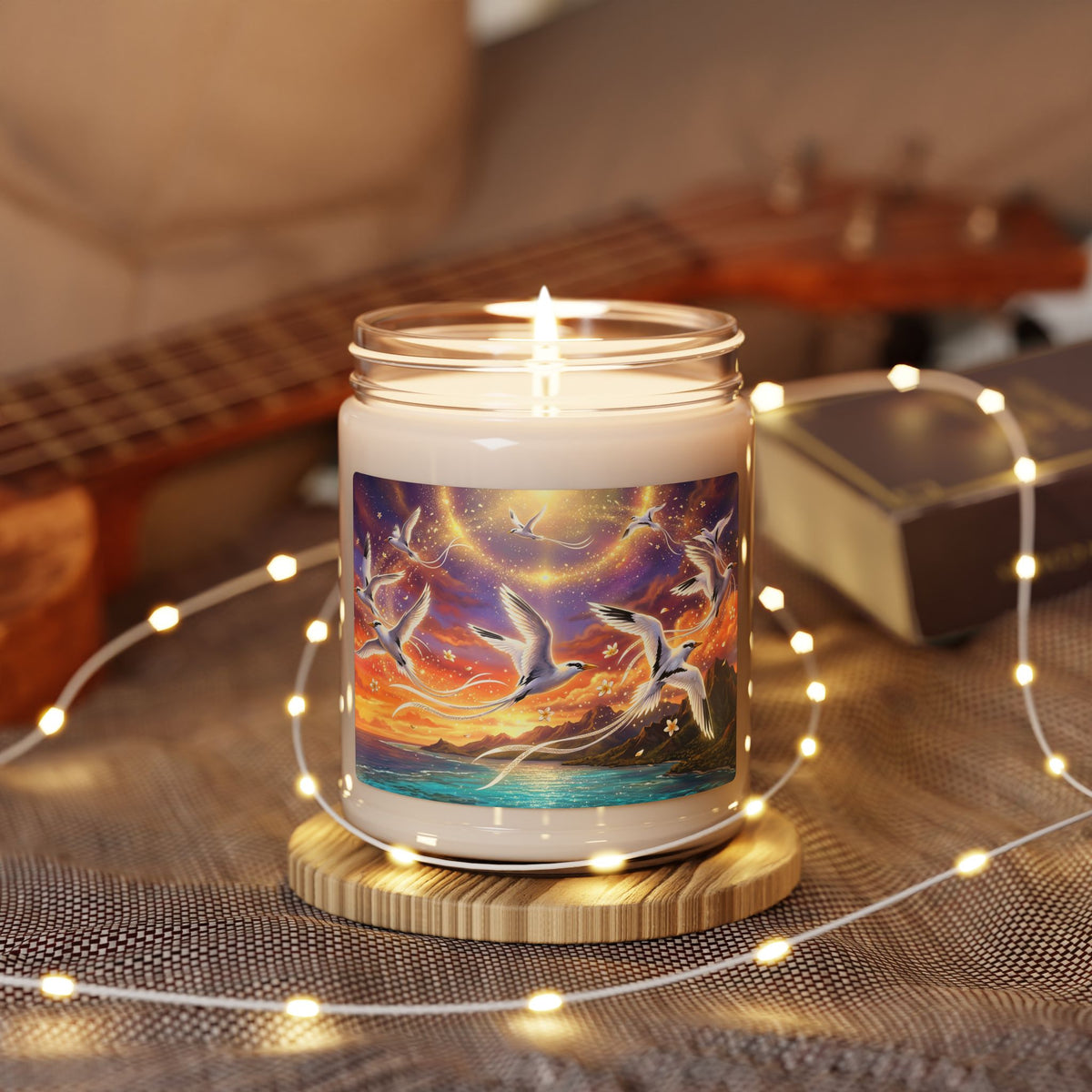 Seaside Sunrise Soy Candle — 9oz Aromatherapy Jar with Soaring Seagulls