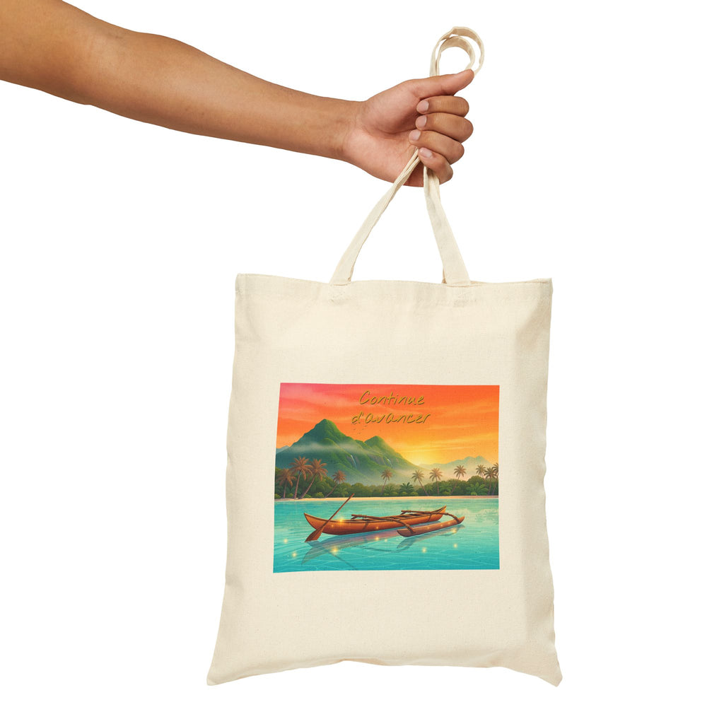 Tote Bag — Tropical Sunset Boat Canvas Tote
