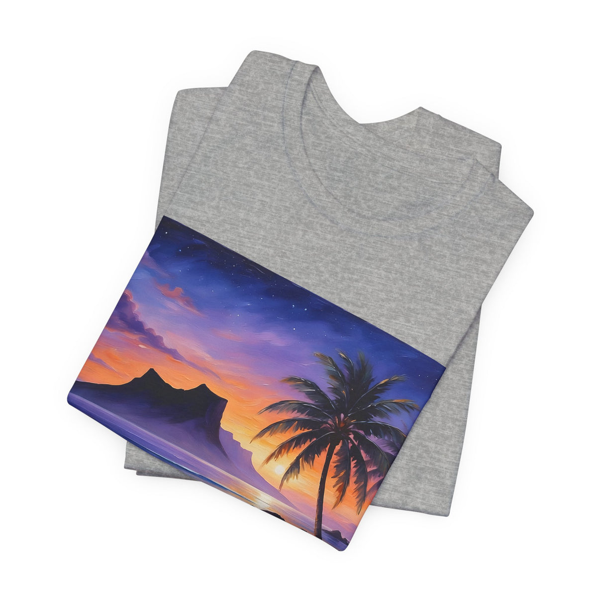 Sunset Beach Palm T-Shirt — Tropical Island Sunset Graphic Tee