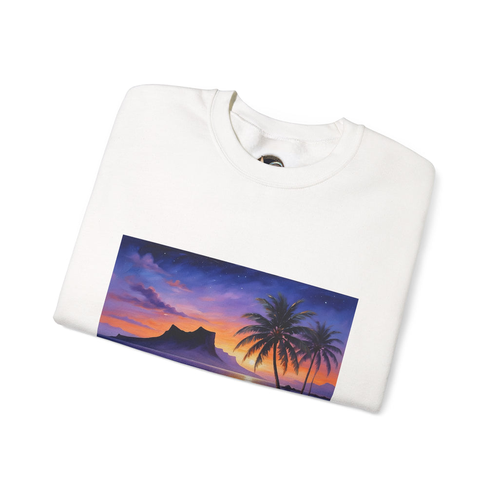 Tropical Sunset Sweatshirt — Hawaiian Beach Scene Crewneck