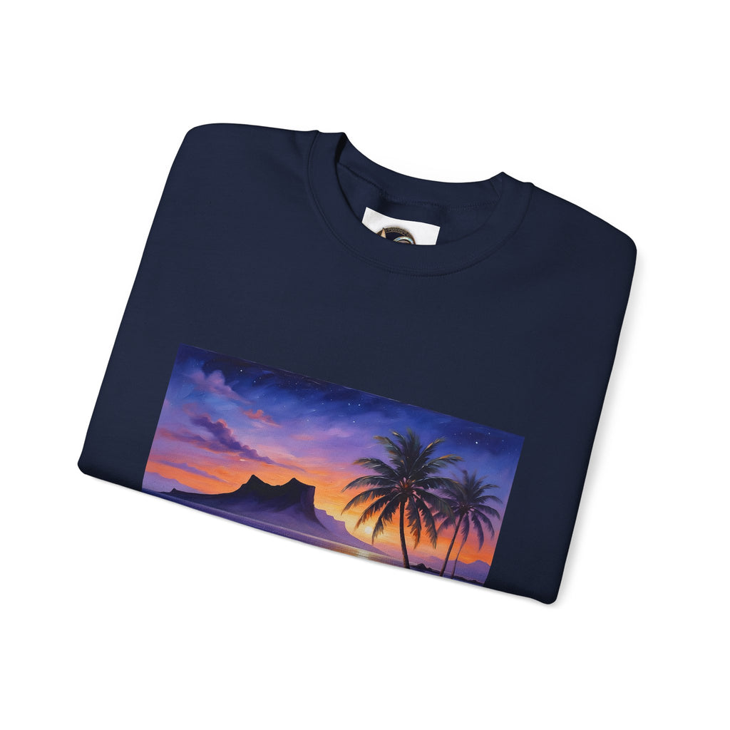 Tropical Sunset Sweatshirt — Hawaiian Beach Scene Crewneck