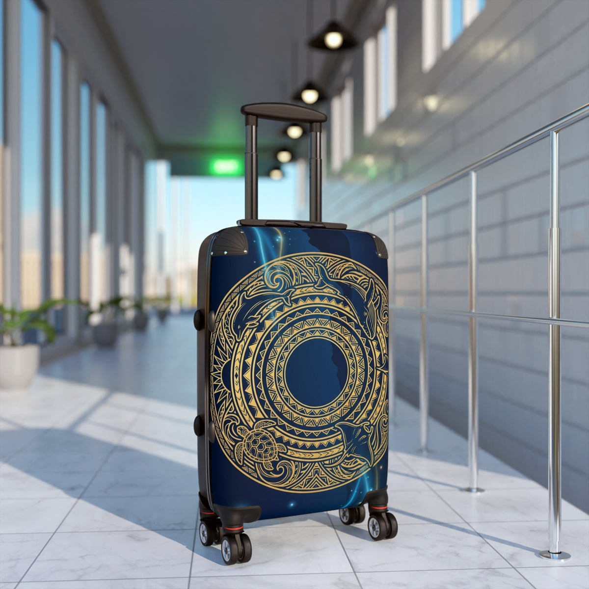 Celestial Mandala Carry-On Suitcase — Gold Astral Compass Travel Luggage