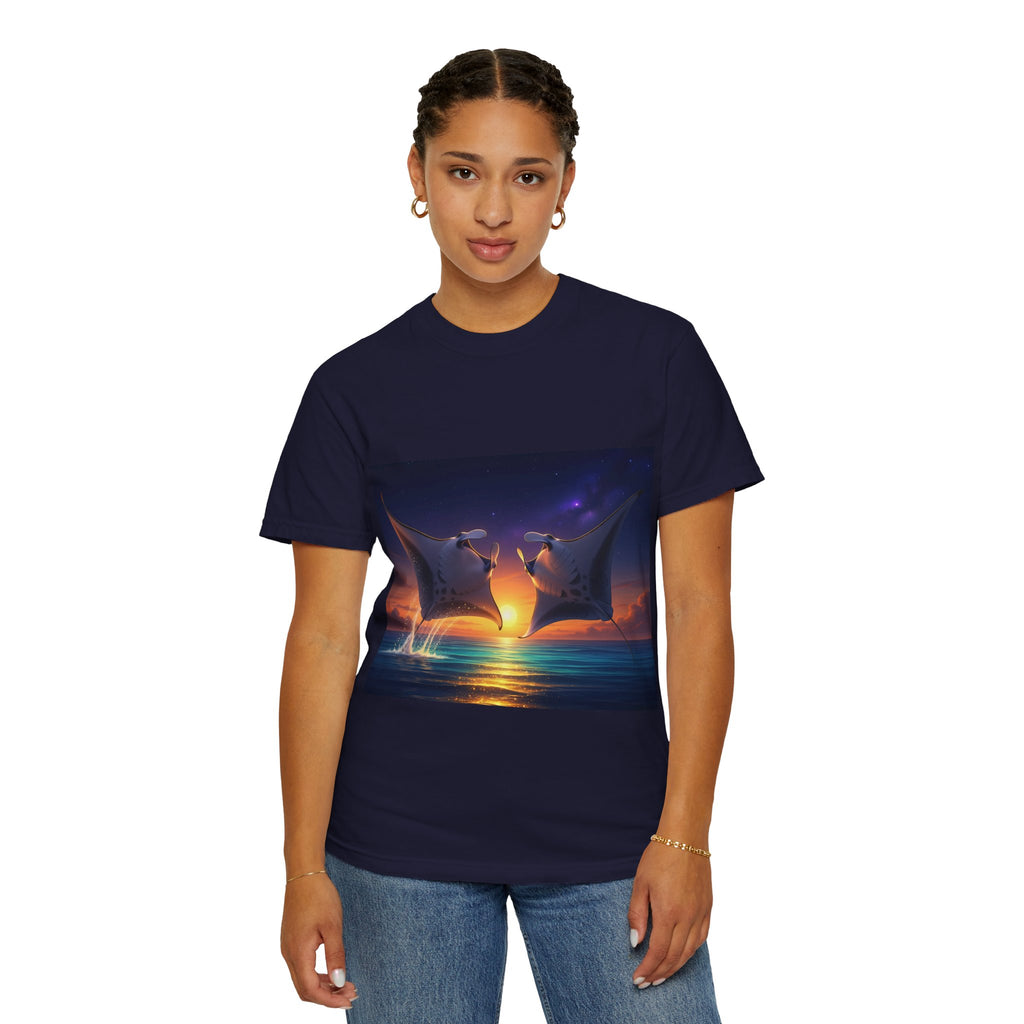 Manta Rays Sunset Ocean T-Shirt — Dancing Mantas Beachwear