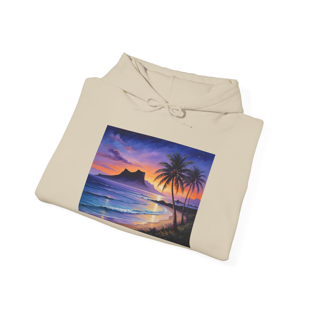 Sunset Beach Hoodie — Tropical Palm Sunrise Graphic Sweatshirt