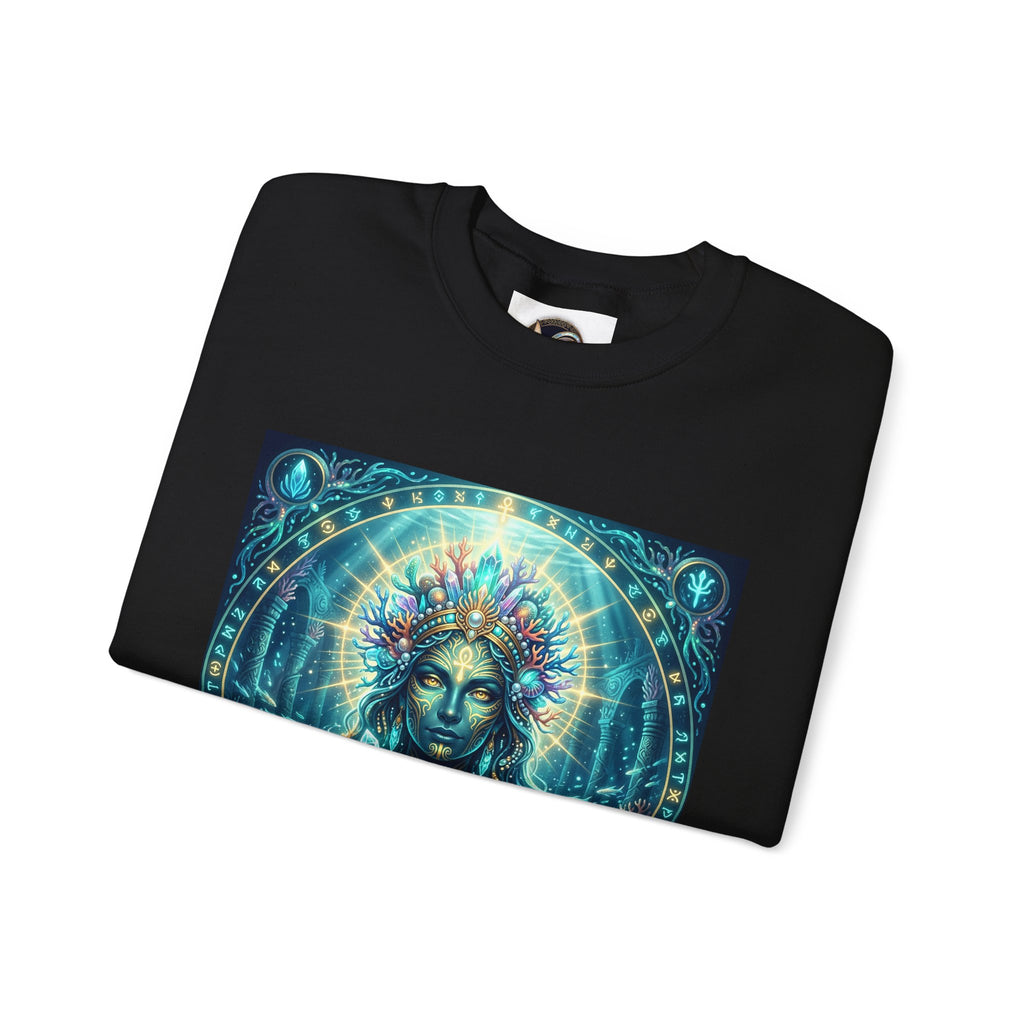 Mystic Goddess Crewneck Sweatshirt — Neon Spiritual Art Pullover