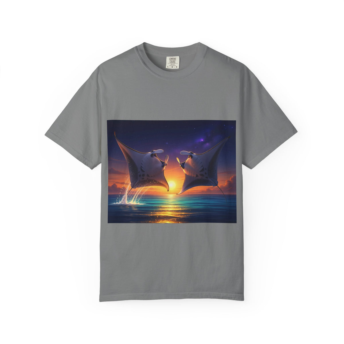 Manta Rays Sunset Ocean T-Shirt — Dancing Mantas Beachwear