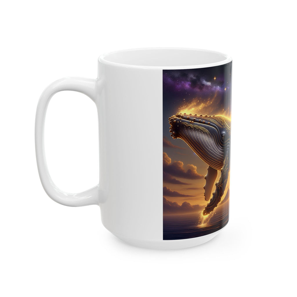 Whale Sunset Ceramic Mug — Mystical Ocean Nightscape Coffee Cup (11oz/15oz)