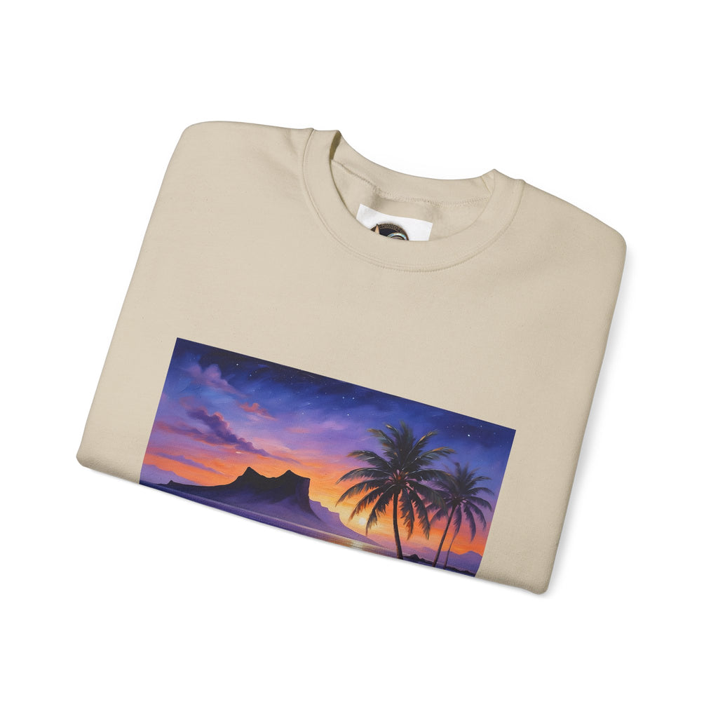 Tropical Sunset Sweatshirt — Hawaiian Beach Scene Crewneck