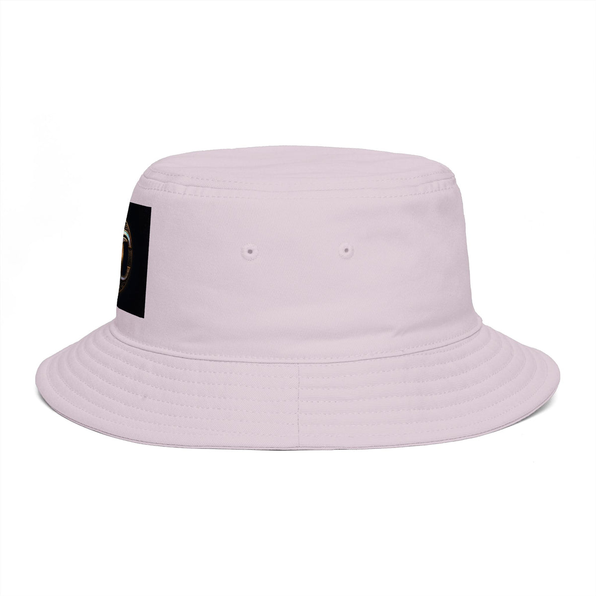 Brown Bucket Hat with Gold and Pearly Emblem — Bold Statement Sun Hat