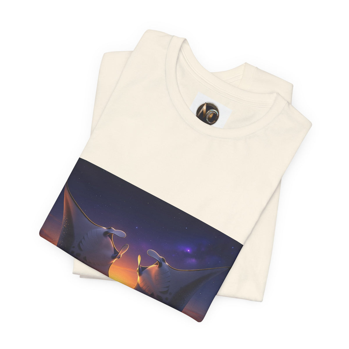 Sunset Manta Rays Graphic Tee — Ocean Sunset Dolphin-Style Art Shirt