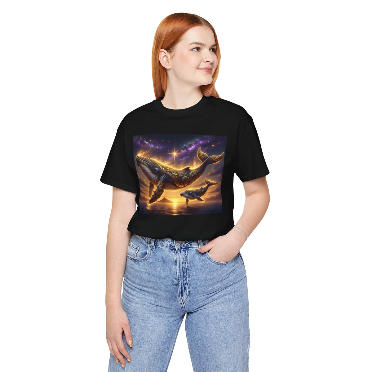 Sunset Whale Family T‑Shirt — Ocean Whale Scene Tee