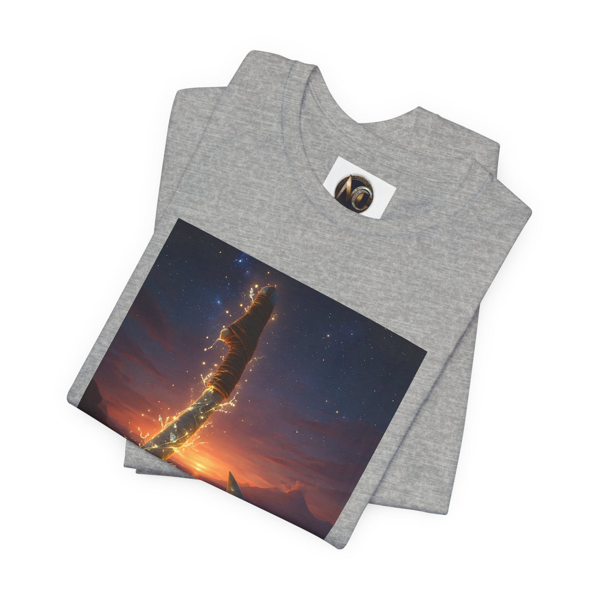 Fiery Hook Graphic Tee — Flaming Fishing Hook Sunset T-Shirt