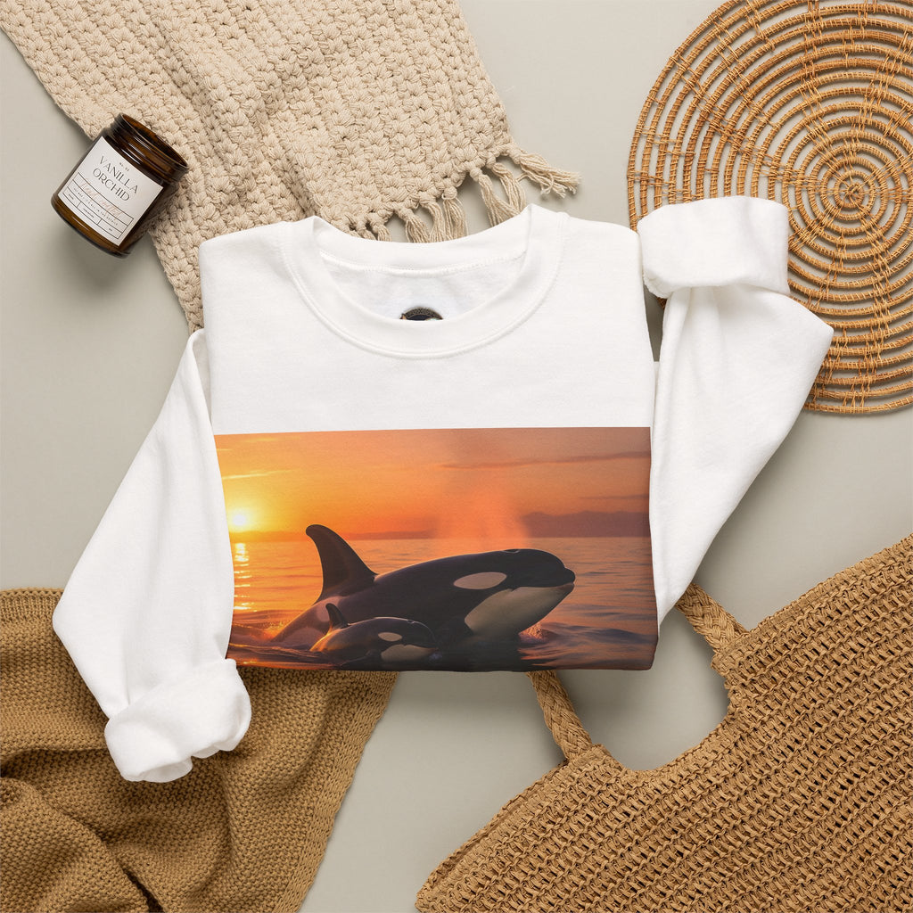 Orca Sunset Crewneck Sweatshirt — Killer Whale Photo Sweatshirt