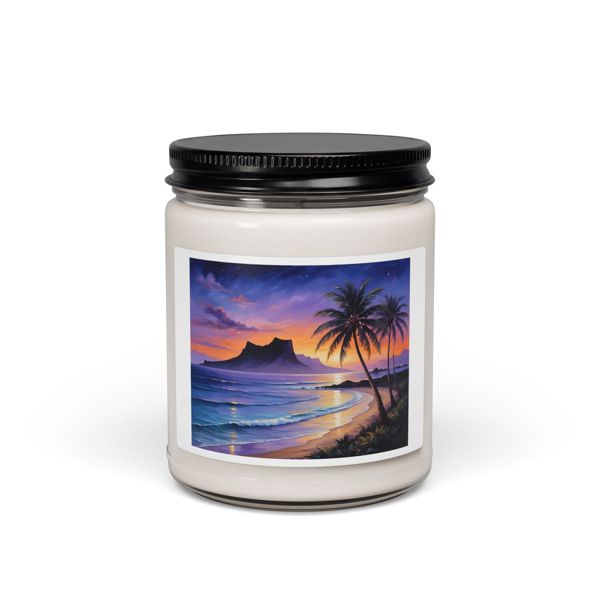 Tropical Sunset Soy Candle — 9oz Scented Beach Candle (Palm Trees, Ocean Breeze)