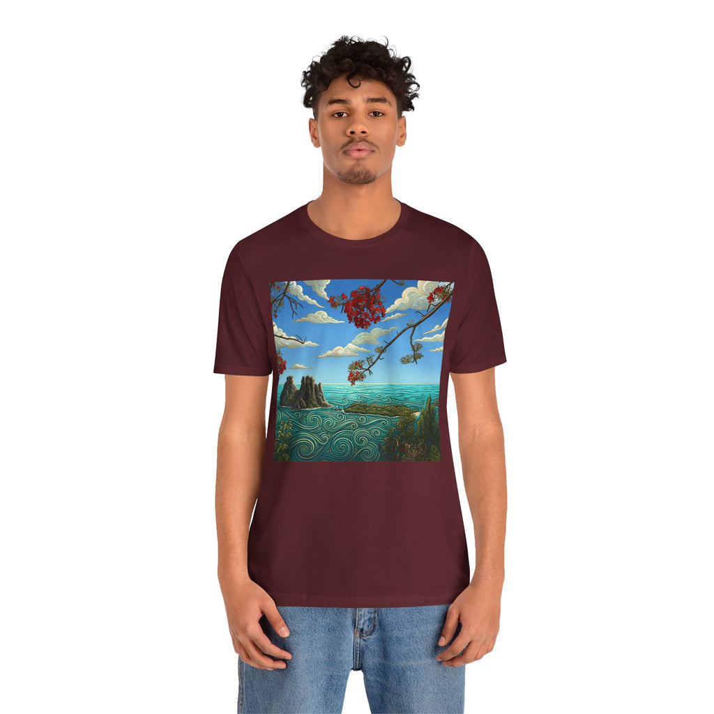 Surreal Beachscape Tee — Dreamy Sunset Ocean Art T-Shirt