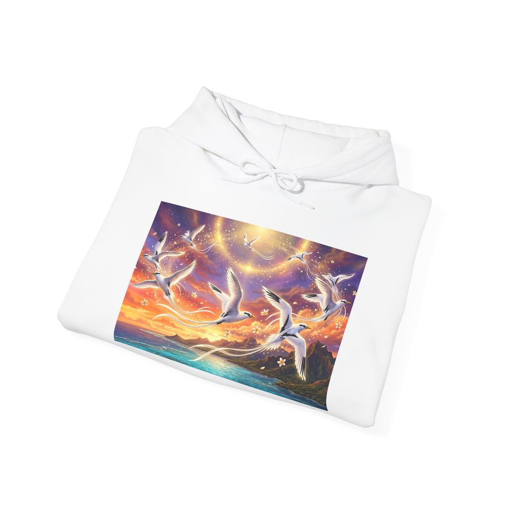 Pailles en queue Sunset Hoodie — Celestial Beachscape Graphic Sweatshirt