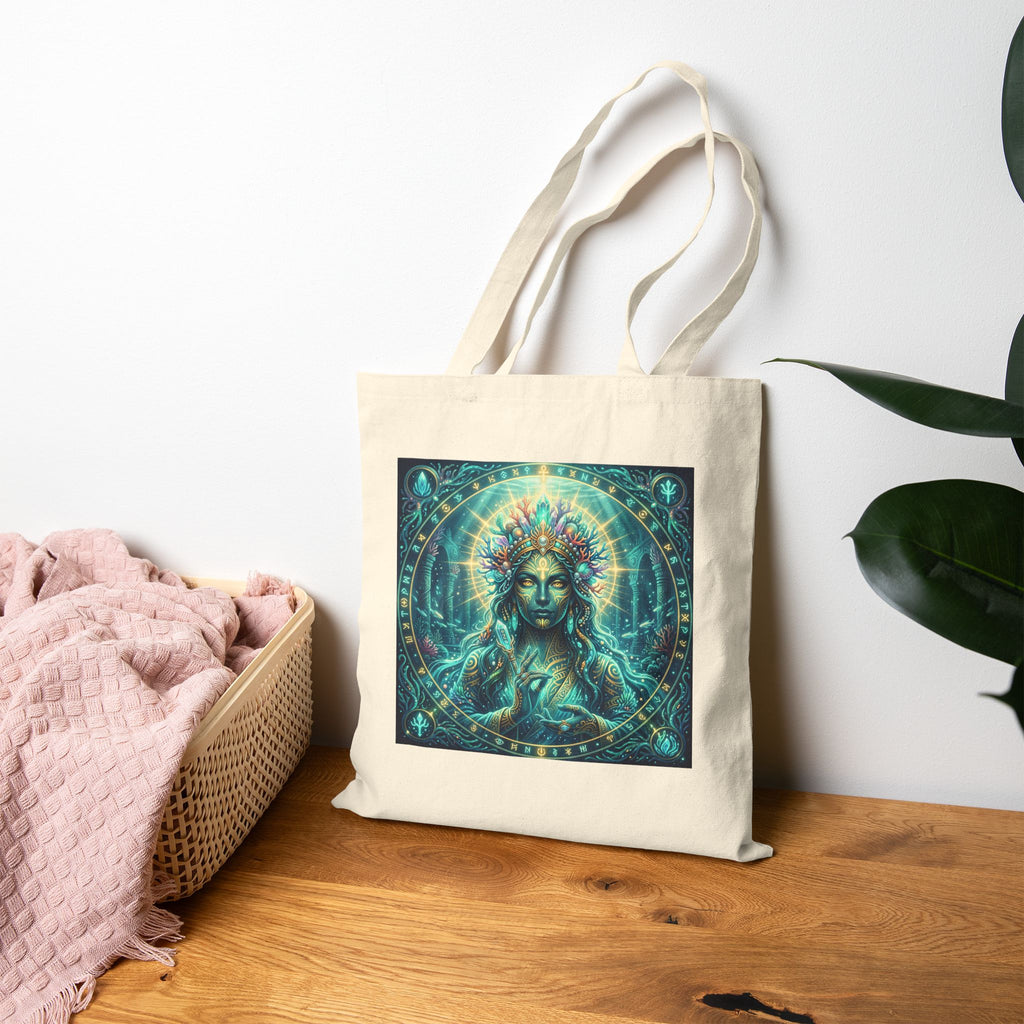 Mystic Goddess Canvas Tote - Boho Spiritual Art Cotton Bag