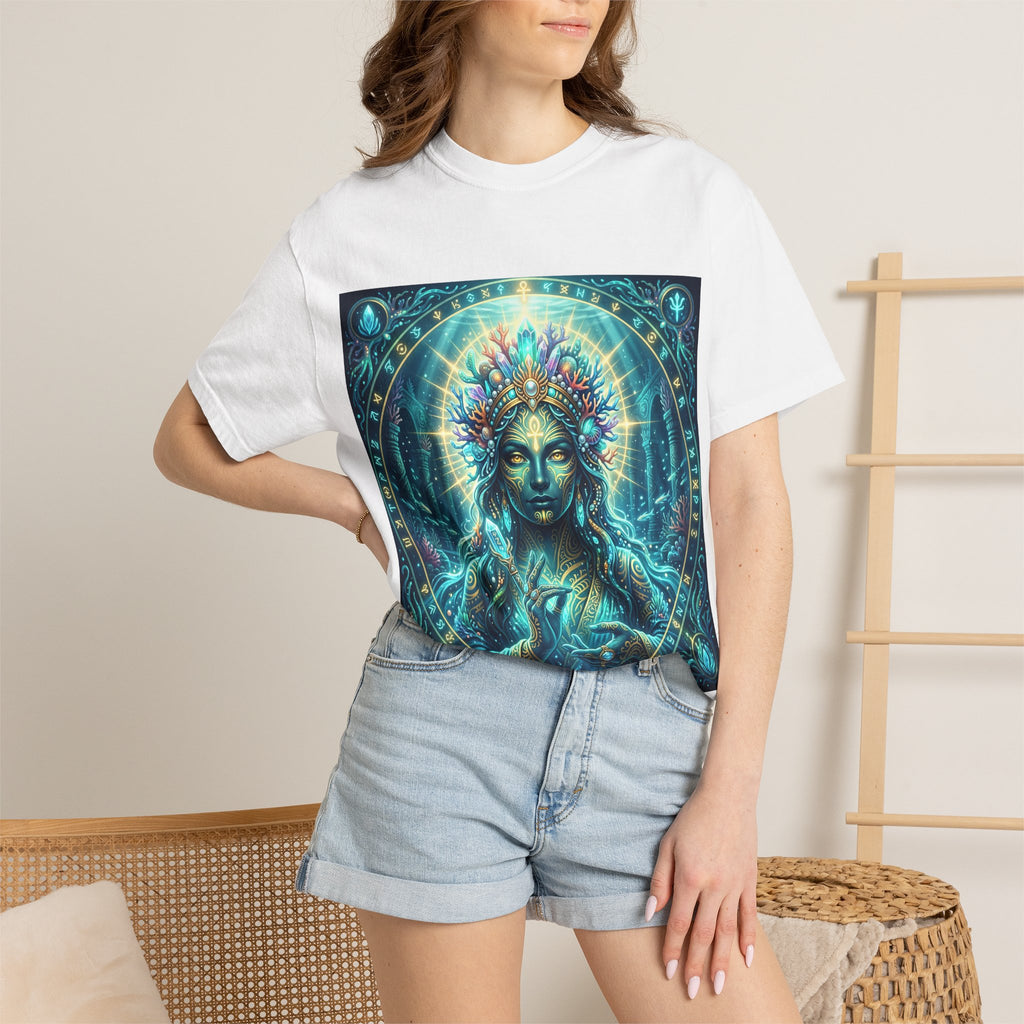 Mystic Goddess T-Shirt — Ethereal Blue Spiritual Art Tee