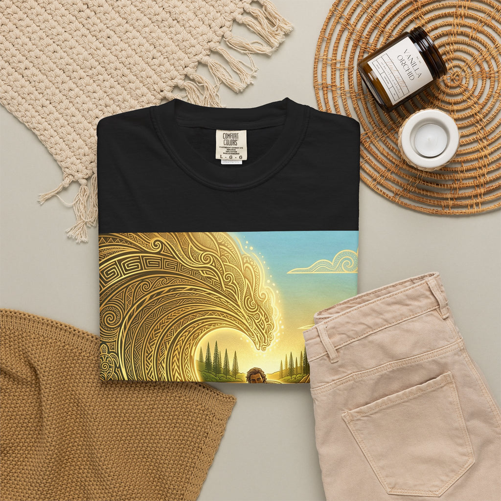Surfer and Dolphin Wave T-Shirt | Vintage Coastal Surf Art