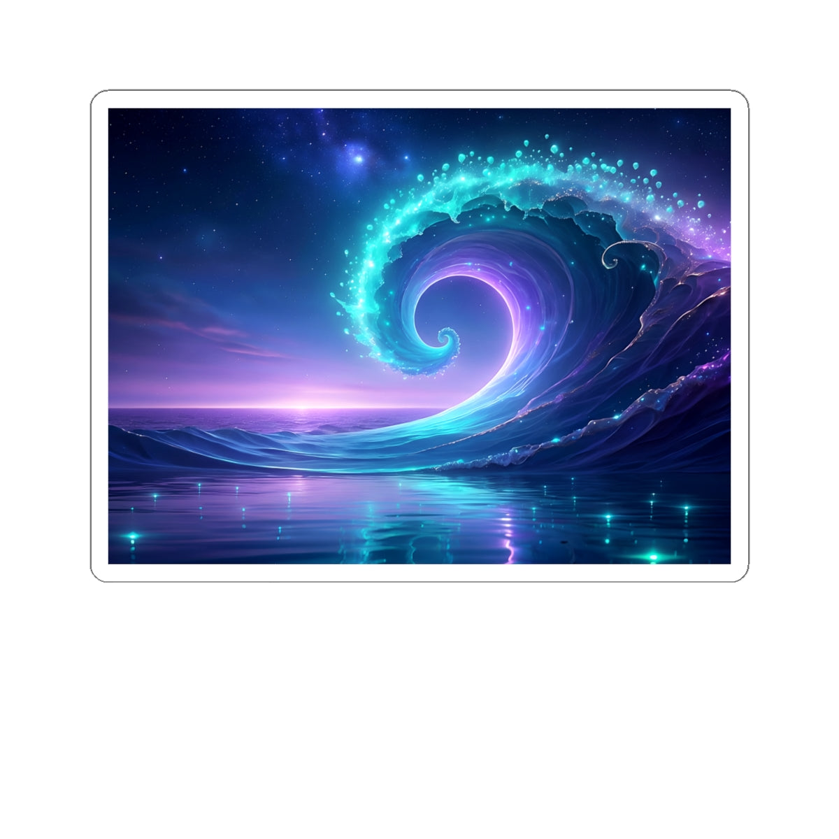Mystic Ocean Wave Sticker — Neon Galaxy Surf Kiss-Cut Sticker