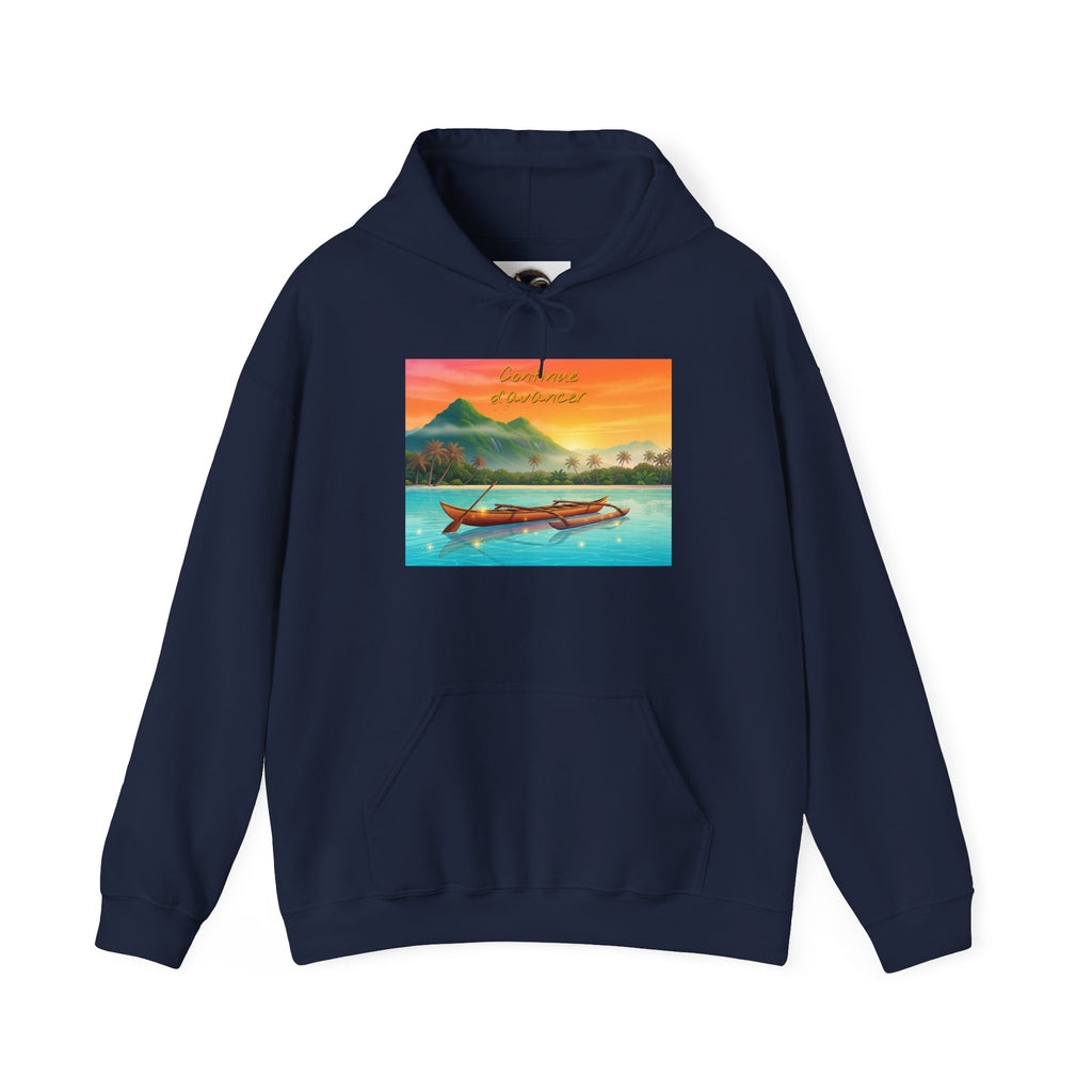 Tropical Sunset Hoodie — Scenic Boat & Island Print