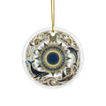 Nautical Mandala Ceramic Ornament — Double-Sided Dolphin & Sun Design
