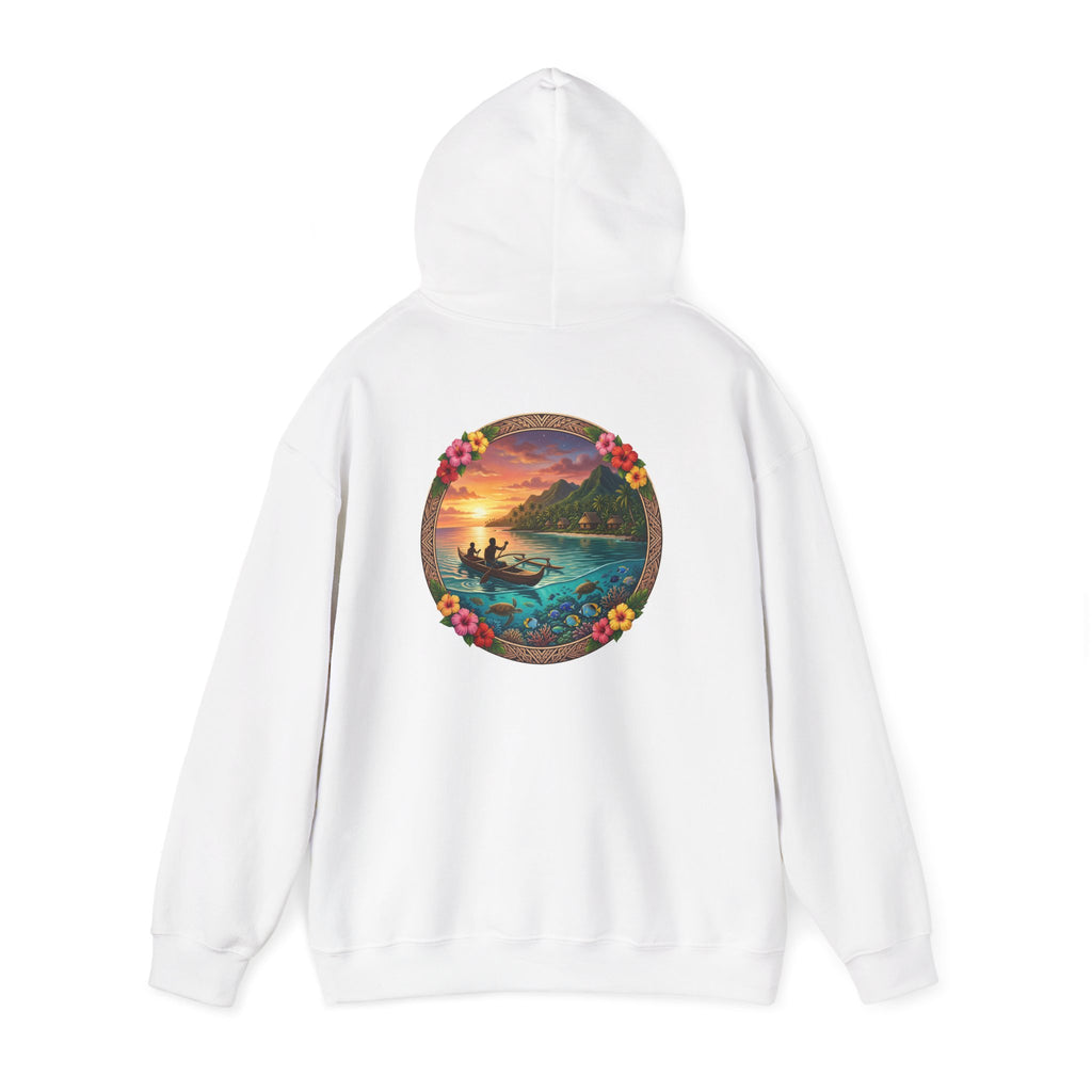 Sunset Surf Hoodie — Tropical Beach Circle Graphic Sweatshirt