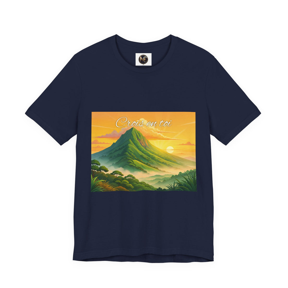 T-Shirt — Sunrise Mountain Landscape Tee with 'Oahu' Script