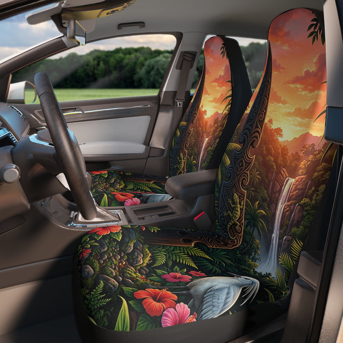 Tropical Waterfall Car Seat Covers — White Tern Design