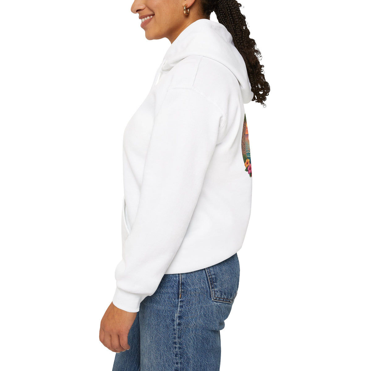 Sunset Surf Hoodie — Tropical Beach Circle Graphic Sweatshirt
