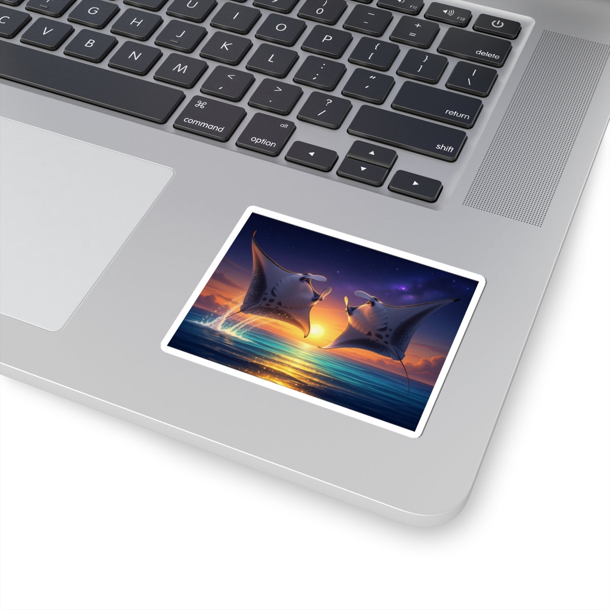 Manta Ray Sunset Sticker — Ocean Lovers Kiss-Cut Decal
