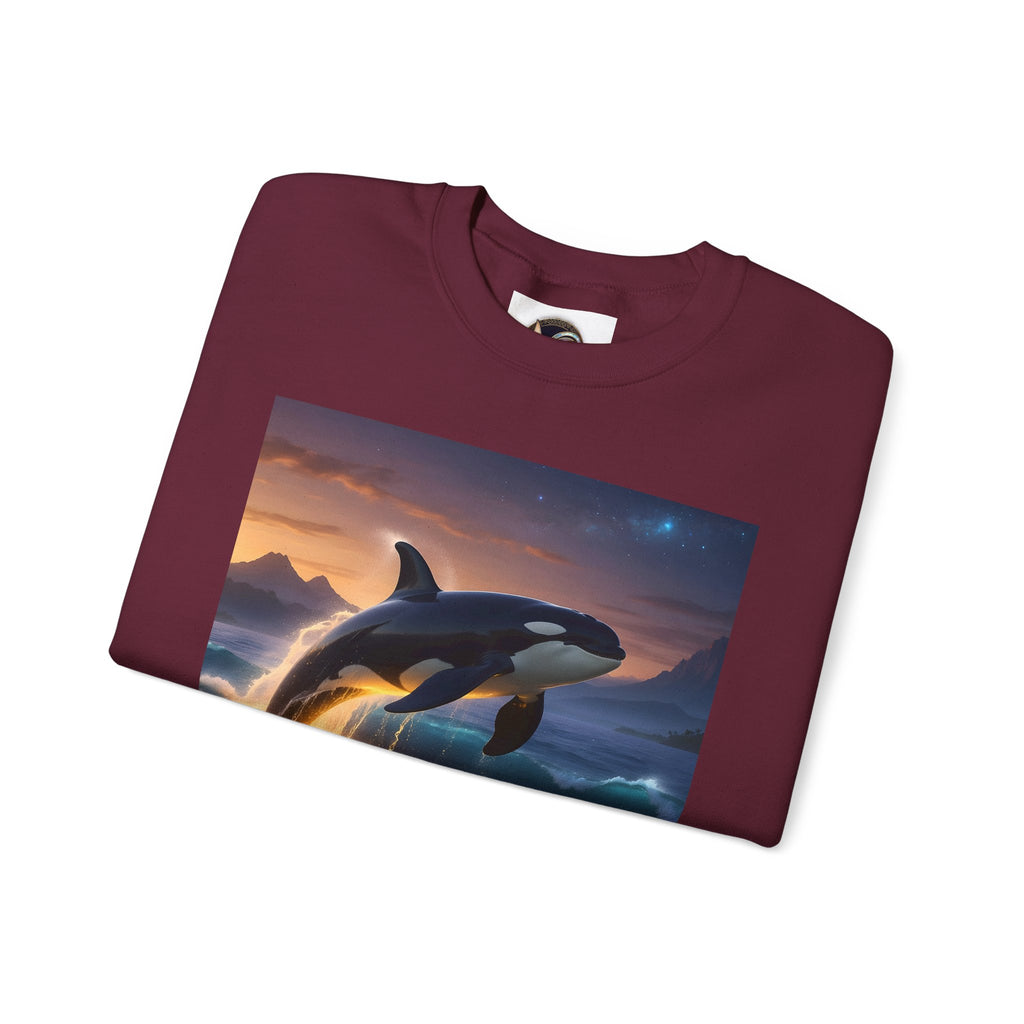 Orca Sunset Crewneck Sweatshirt — Majestic Killer Whale Graphic