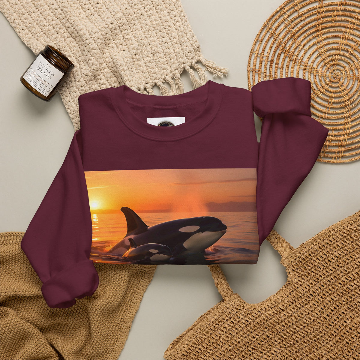 Orca Sunset Crewneck Sweatshirt