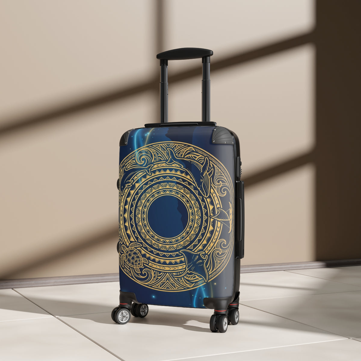 Celestial Mandala Carry-On Suitcase — Gold Astral Compass Travel Luggage