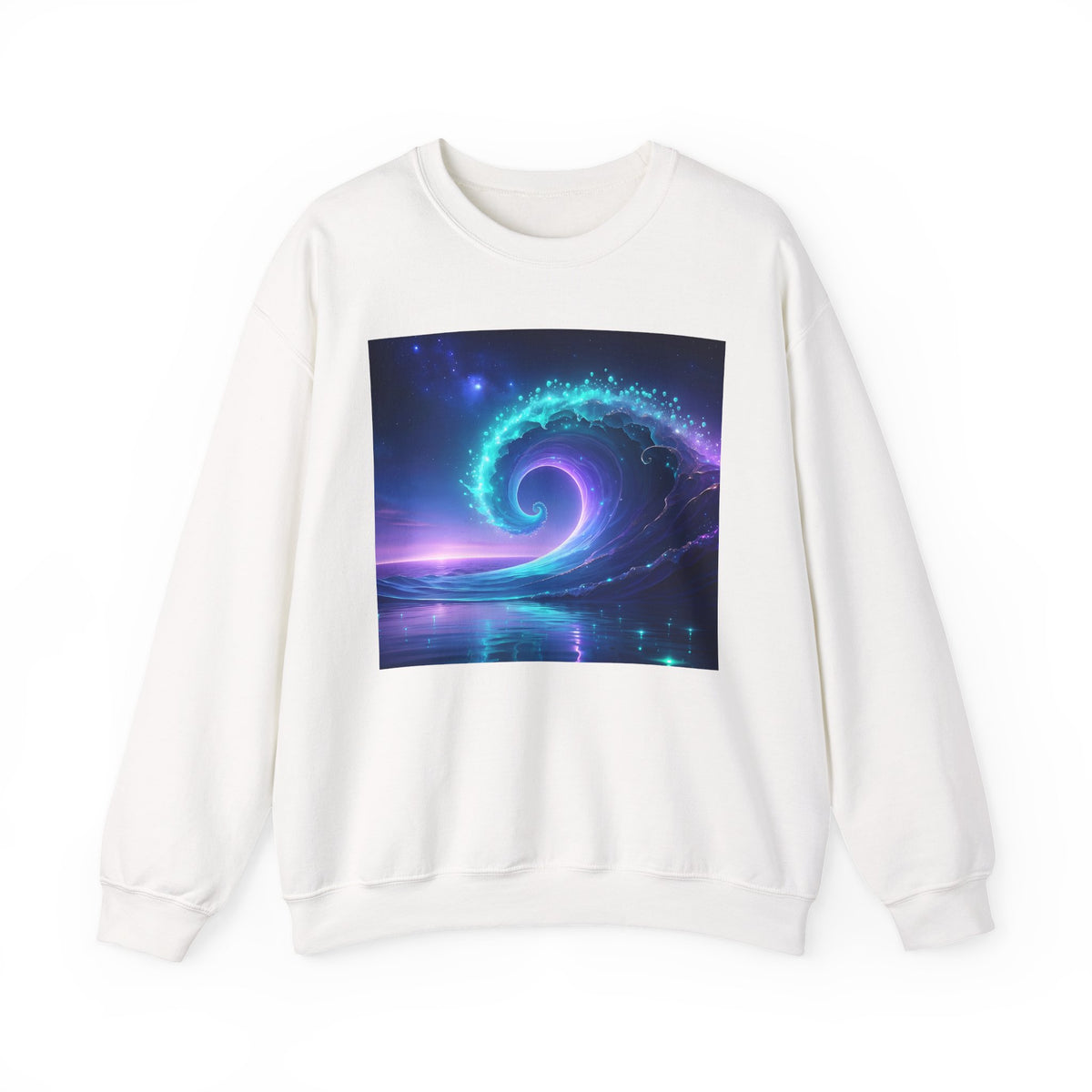 Cosmic Wave Crewneck Sweatshirt — Galaxy Spiral Graphic