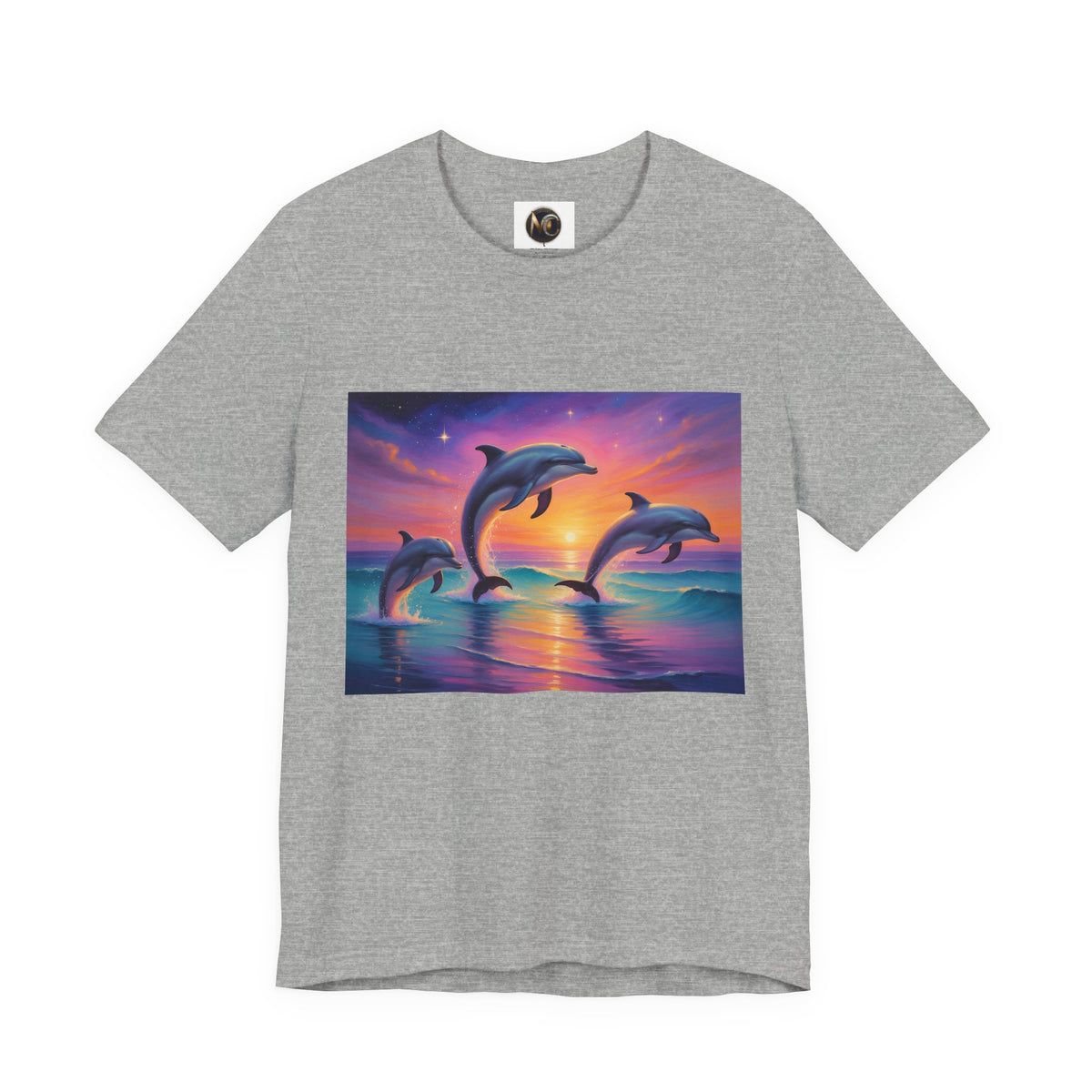 Dolphin Sunset T-Shirt — Vibrant Ocean Sunset Dolphins Tee