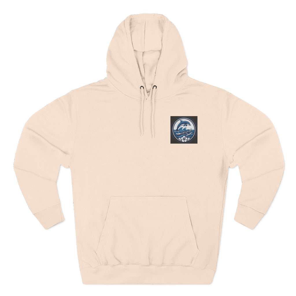Dolphin Wave Fleece Hoodie — Coastal Hibiscus Graphic