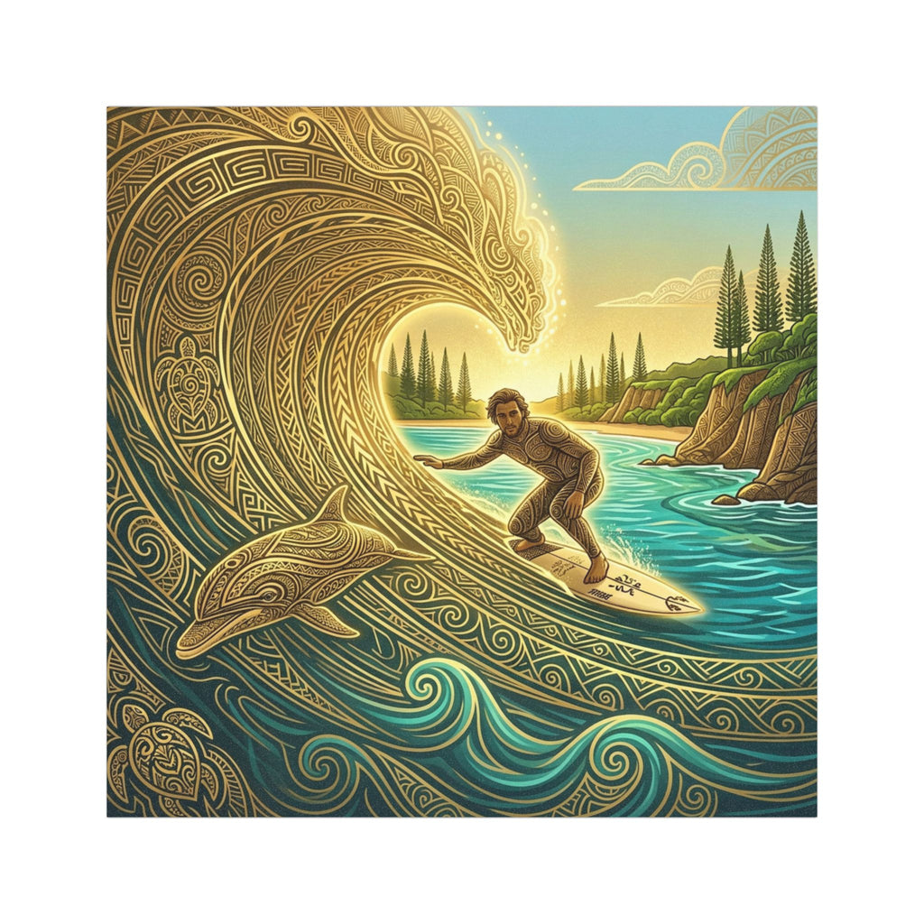 Surfer Wave Art Car Magnet — Nautical Tribal Surfing Design