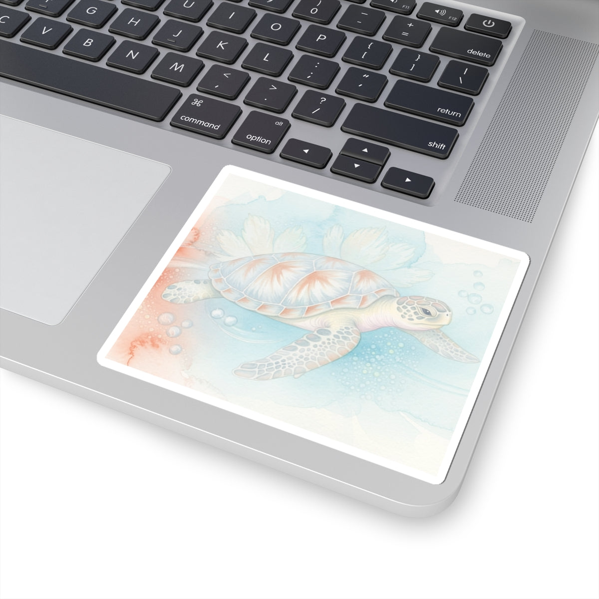 Sea Turtle Watercolor Sticker — Pastel Ocean Kiss-Cut Decal