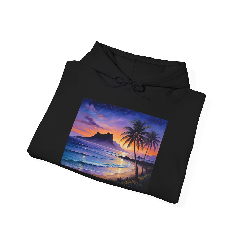 Sunset Beach Hoodie — Tropical Palm Sunrise Graphic Sweatshirt