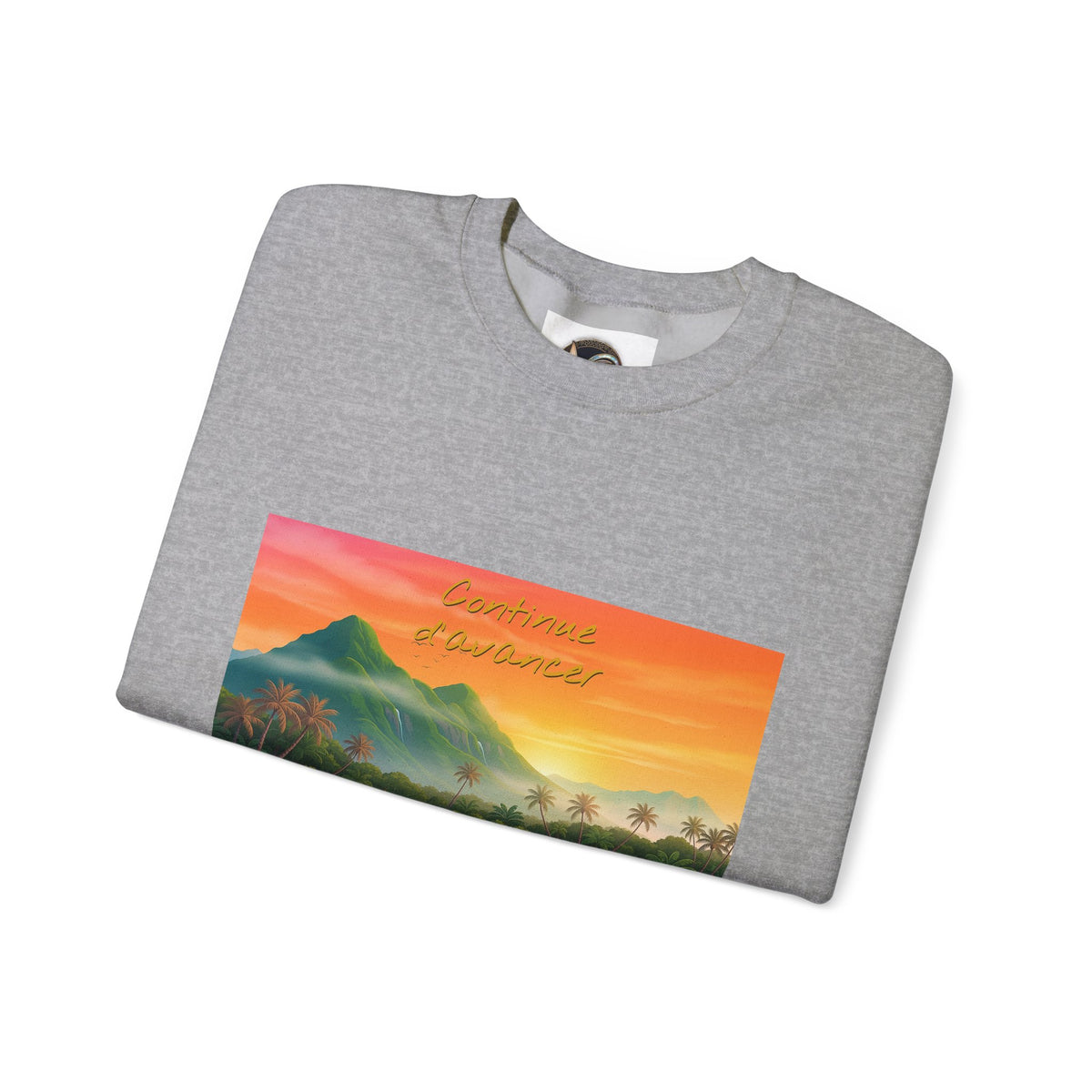 Tropical Sunset Crewneck Sweatshirt — Canoe on Calm Water Scenic Print