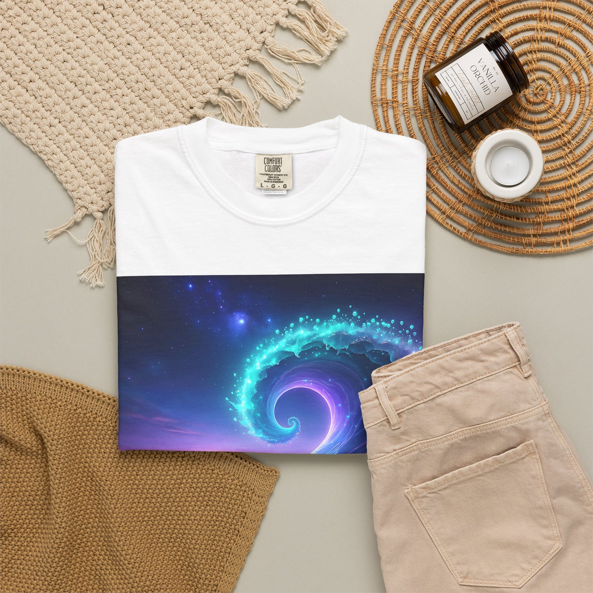 Cosmic Wave T-Shirt — Neon Galaxy Surf Art Tee