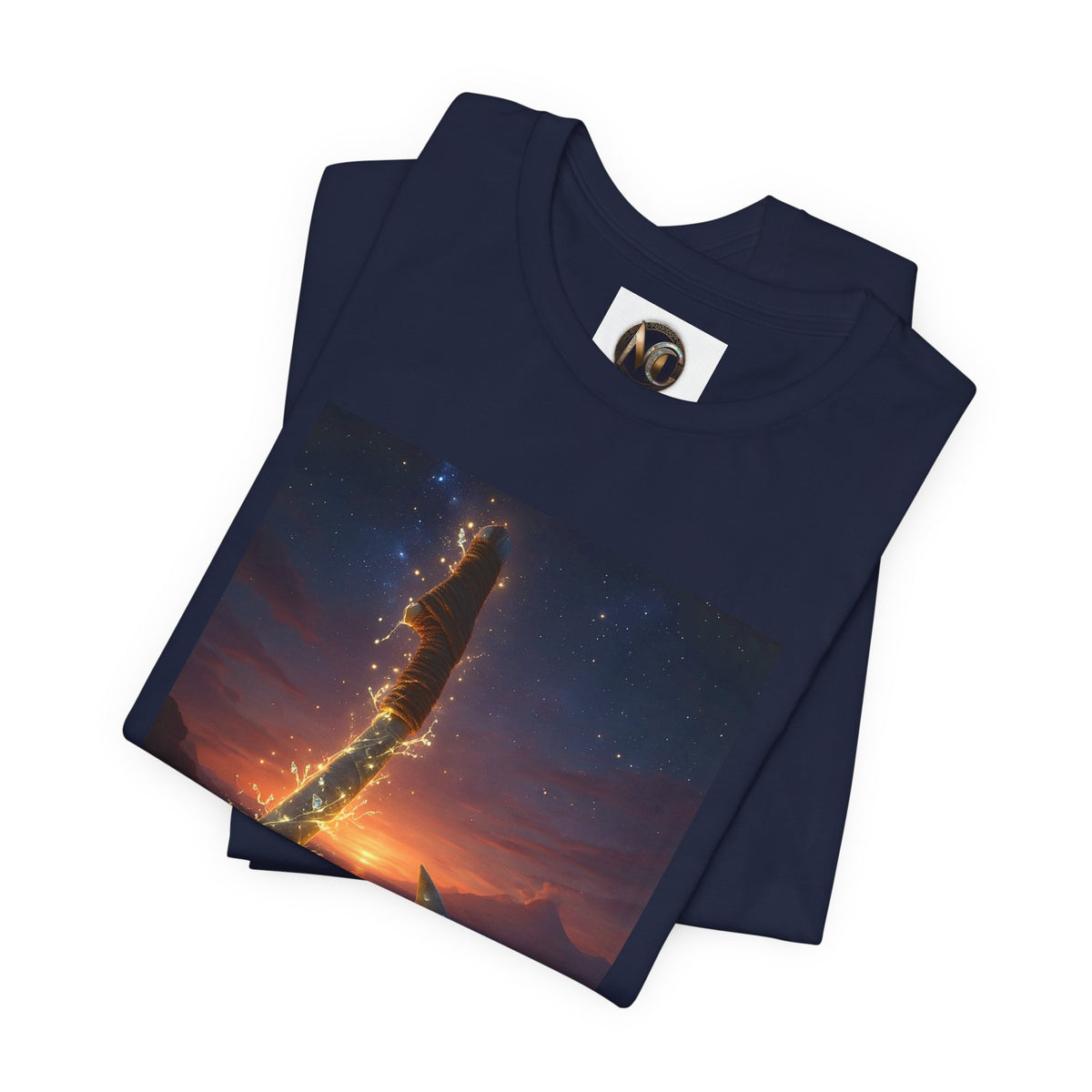 Fiery Hook Graphic Tee — Flaming Fishing Hook Sunset T-Shirt