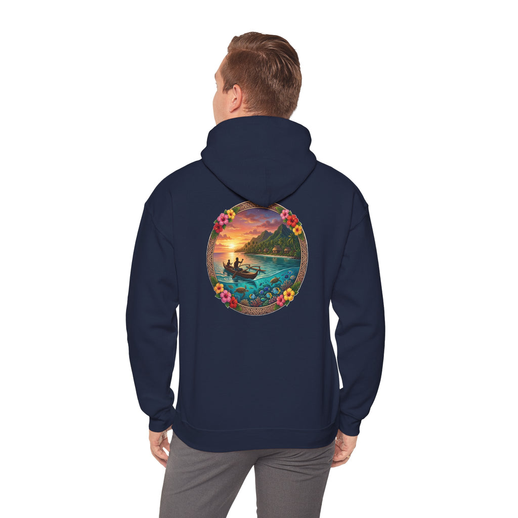 Sunset Surf Hoodie — Tropical Beach Circle Graphic Sweatshirt