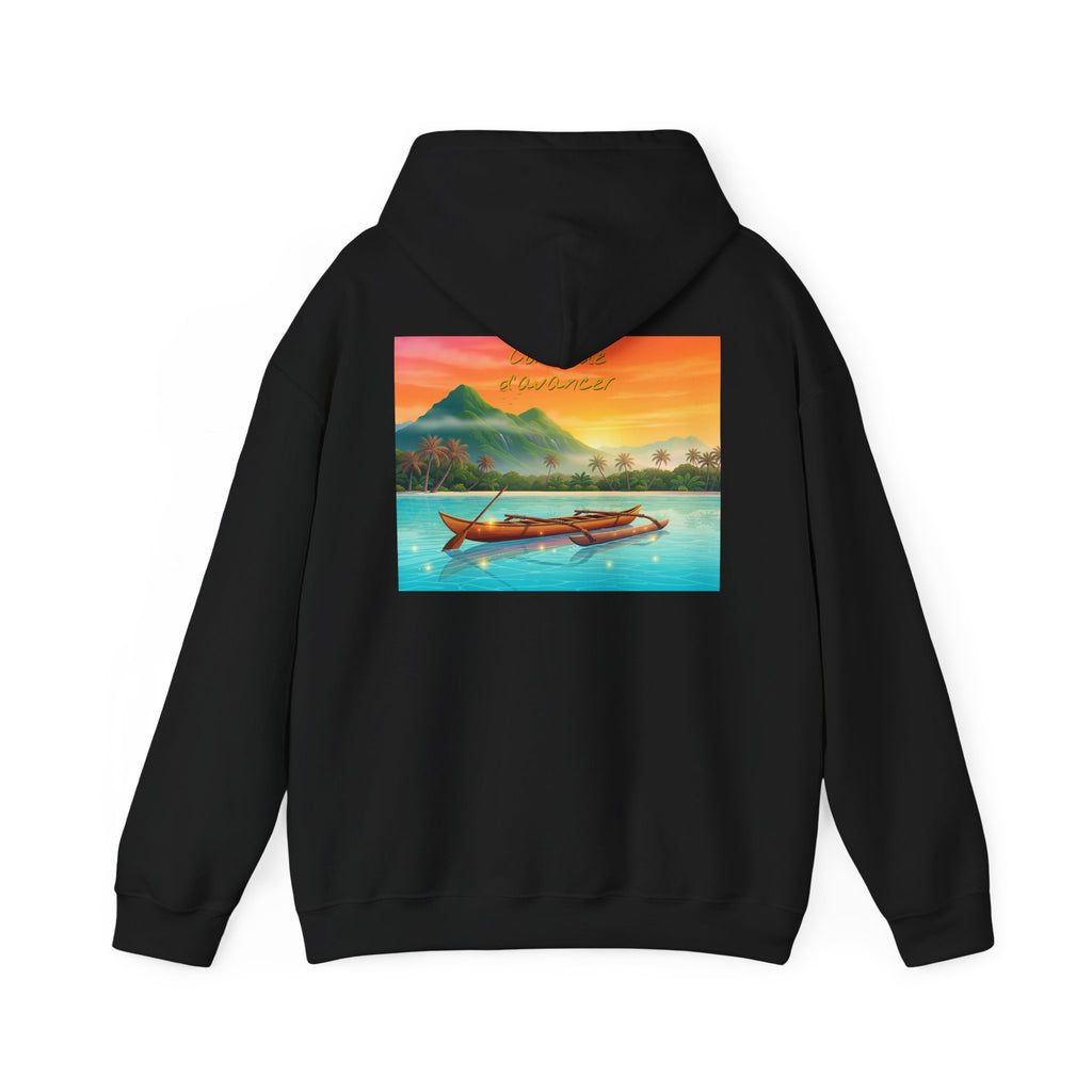 Tropical Sunset Hoodie — Scenic Boat & Island Print