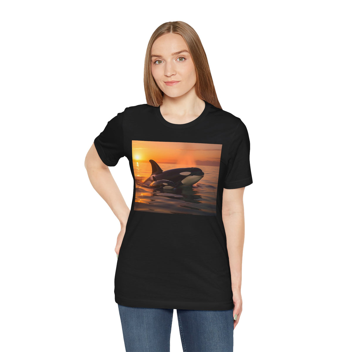 Orca Sunset T‑Shirt — Killer Whale Beach Shirt