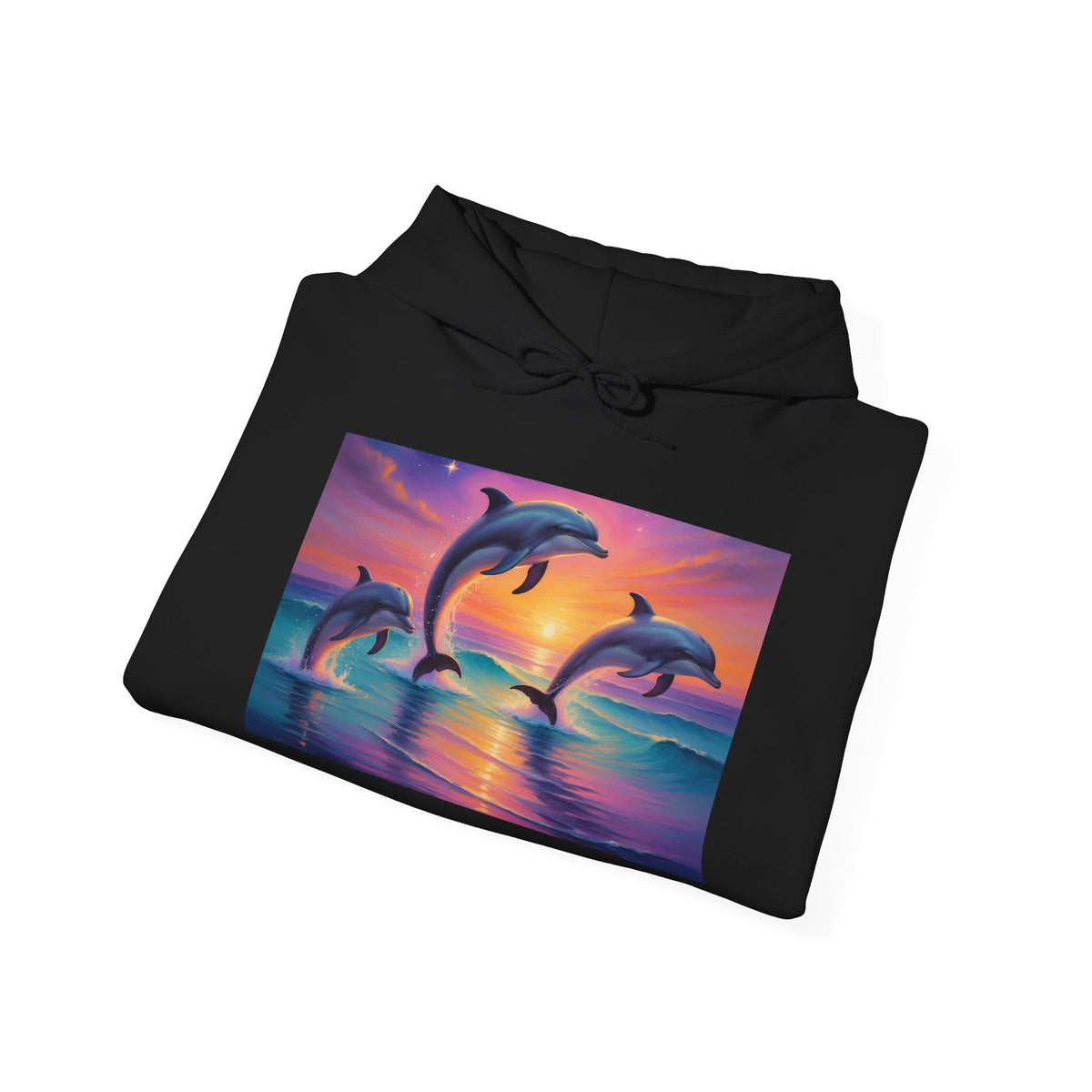 Dolphin Sunset Hoodie — Tropical Ocean Sunset Dolphin Graphic Sweatshirt