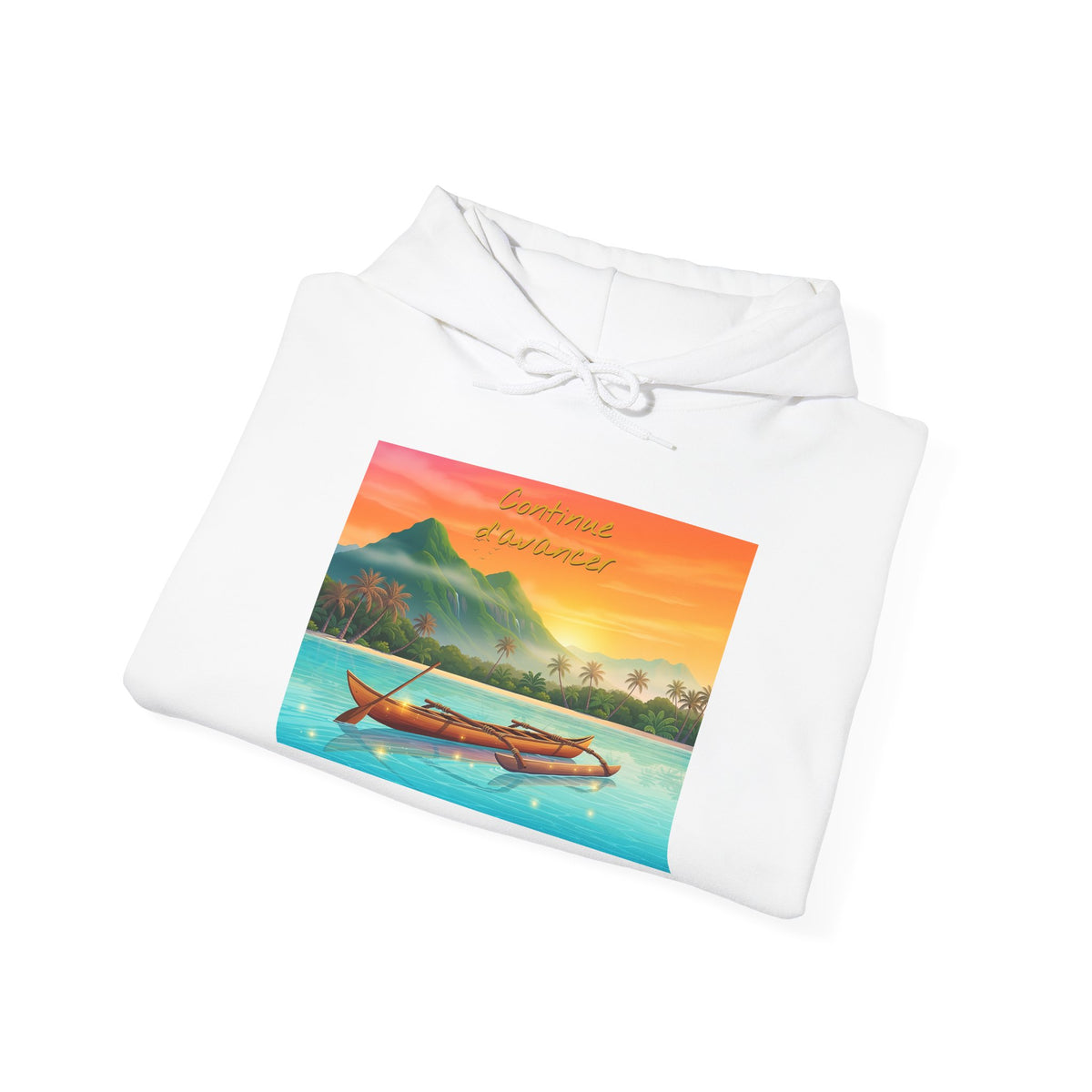 Tropical Sunset Hoodie — Scenic Boat & Island Print