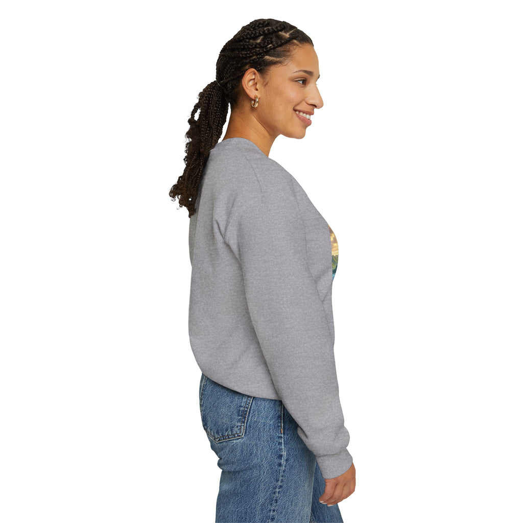 Tropical Island Crewneck Sweatshirt — Scenic Beach Landscape Pullover